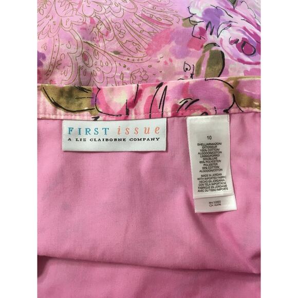 First issue A Liz Claiborne Company Size 10 100% Cotton Pink lined A-line Skirt - Picture 3 of 8